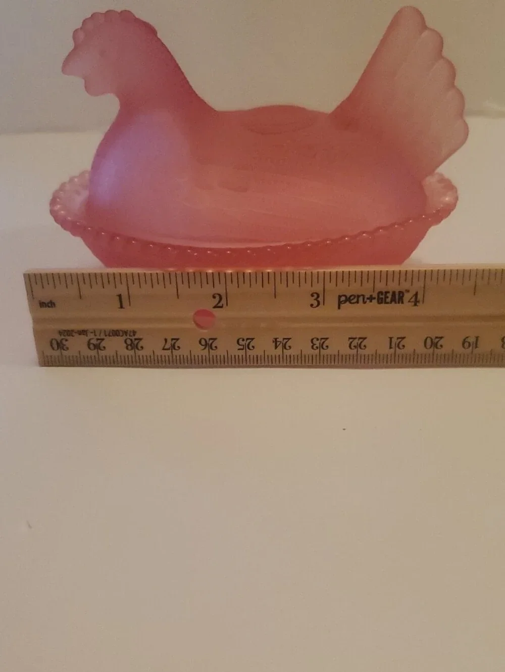 Pink Glass Hen on Nest Dish